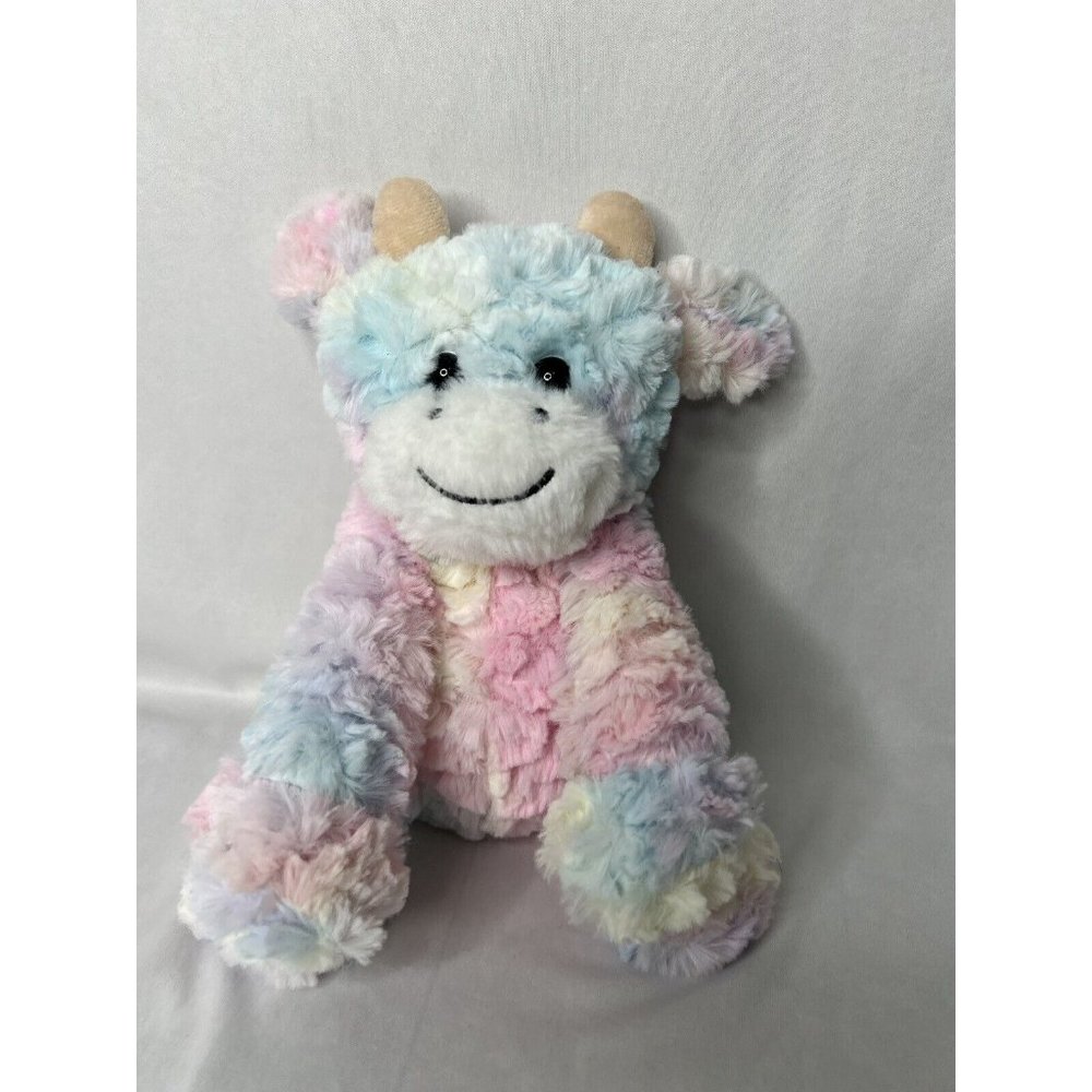 Hopearl Plush Soft Plush Pastel Colorful Cow Stuffed Animal 8” Cotton Candy